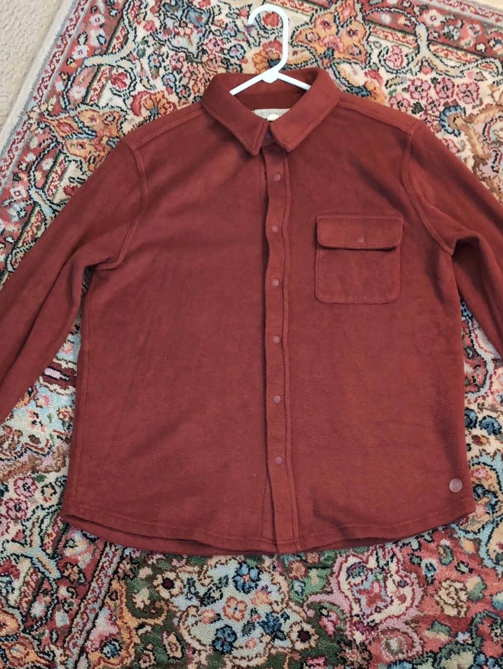 Outerknown Rust Colored Hightide Snap Button Shirt Jacket